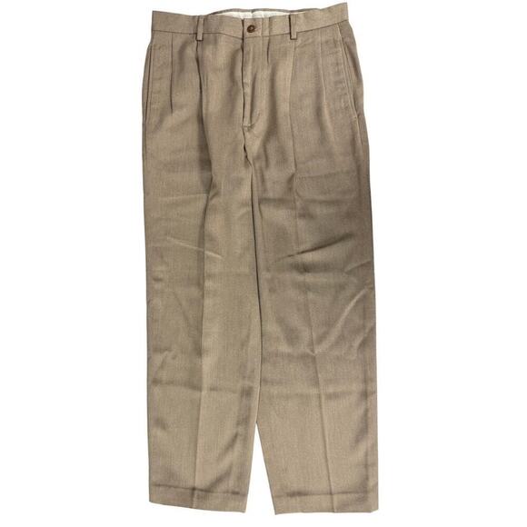 VTG 80s 90s Claiborne Tan Womens Trousers Pants Pleated  Sz 32 /29 High Waist - Picture 1 of 6